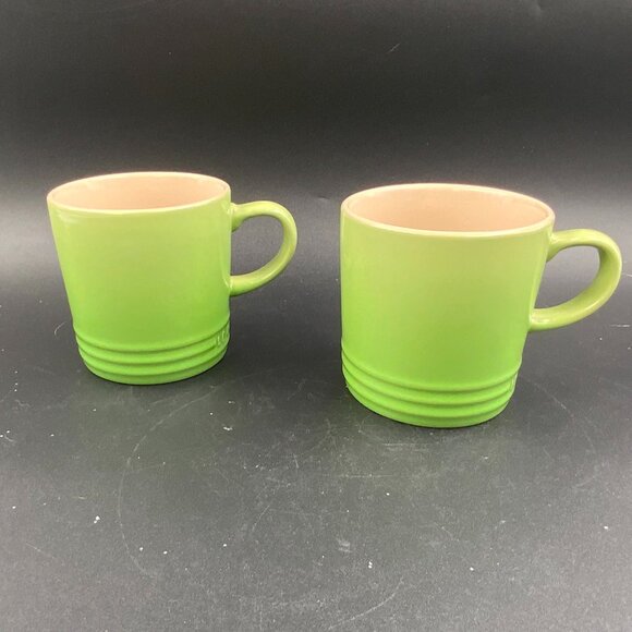 Le Creuset Other - Pair of Le Creuset London Stoneware 12 oz Palm Green Ombré Mugs NWOT
